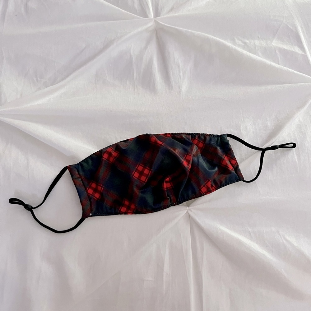 Blue plaid face mask